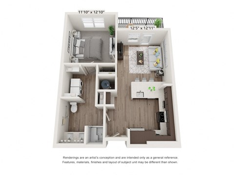 Floor plan image of A1, 1-bedroom apartment